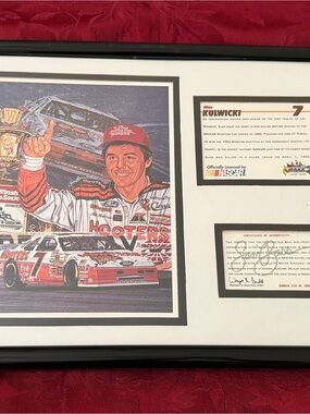 Framed Limited Edition Alan Kulwicki NASCAR Framed Art with #7 Red Racing Car